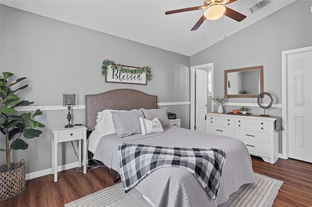 2980 Cool Breeze Cir, Saint Cloud, FL 34769 - bedroom with lofted ceiling, wood finished floors, and a ceiling fan