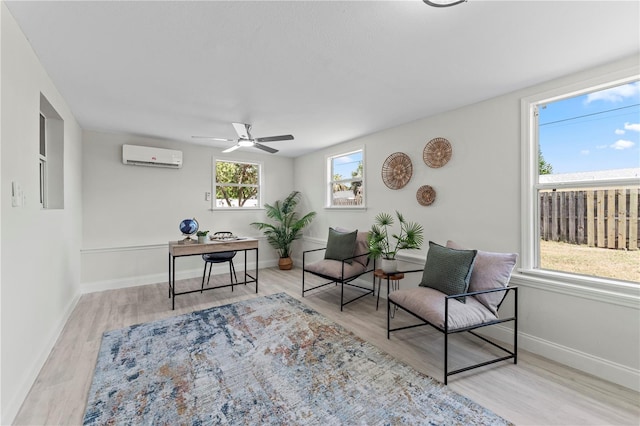 2075 Abalone Ave, Indialantic, FL 32903 - office with wood finished floors, an AC wall unit, and ceiling fan