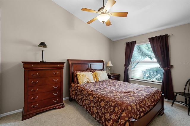 871 Paddington Ter, Lake Mary, FL 32746 - bedroom featuring light colored carpet, lofted ceiling, and ceiling fan