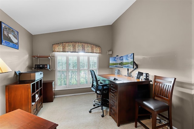 871 Paddington Ter, Lake Mary, FL 32746 - office area featuring carpet flooring and vaulted ceiling