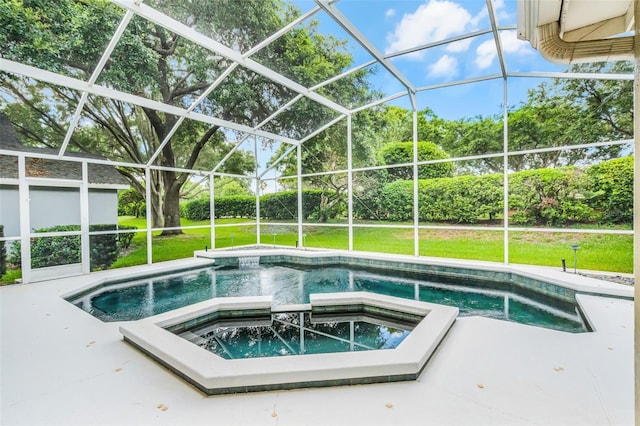 871 Paddington Ter, Lake Mary, FL 32746 - view of pool with a patio area, a lawn, a lanai, and a pool with connected hot tub