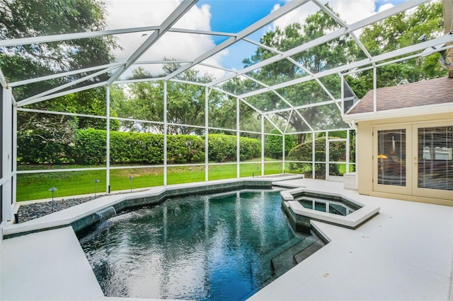 871 Paddington Ter, Lake Mary, FL 32746 - view of swimming pool with a patio area, a pool with connected hot tub, a lawn, and a lanai