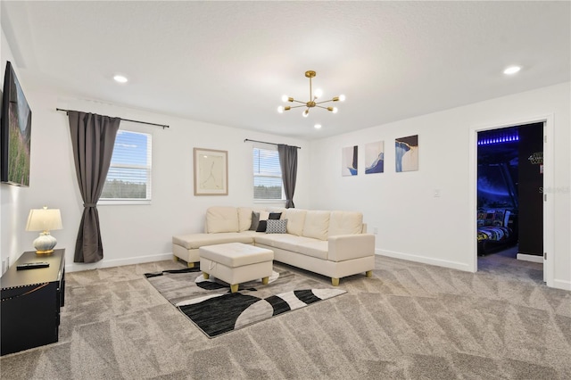4185 Paragraph Dr, Kissimmee, FL 34746 - living area with carpet, a chandelier, and recessed lighting