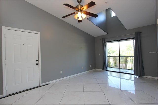 1131 S Pine Ridge Cir Unit 1, Sanford, FL 32773 - unfurnished room with a ceiling fan and high vaulted ceiling