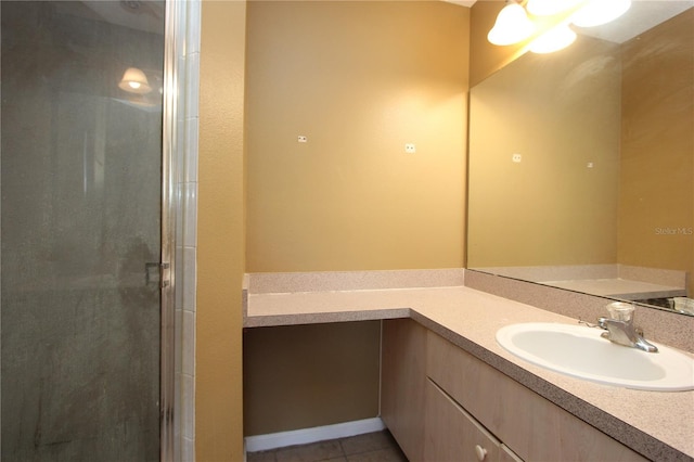 1131 S Pine Ridge Cir Unit 1, Sanford, FL 32773 - bathroom with vanity, a stall shower, and tile patterned floors