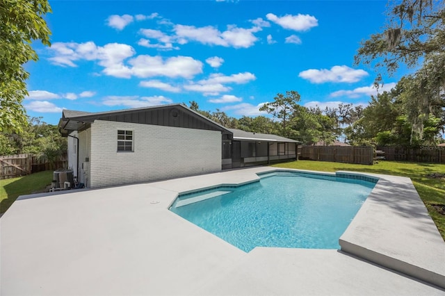 102 Linda Ln, Lake Mary, FL 32746 - view of swimming pool with a fenced backyard, a patio area, and a sunroom