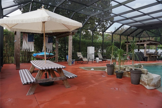 13785 SE 39th Ter, Summerfield, FL 34491 - view of patio featuring glass enclosure and an outdoor pool