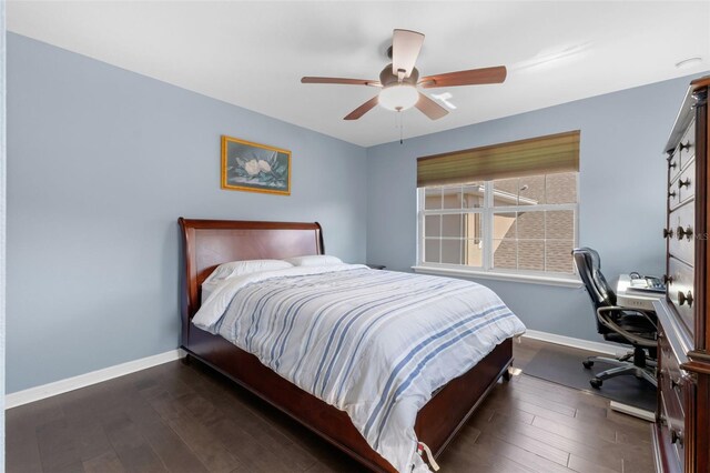 480 Buckhorn Dr, Winter Springs, FL 32708 - bedroom featuring an office area, hardwood / wood-style flooring, and ceiling fan