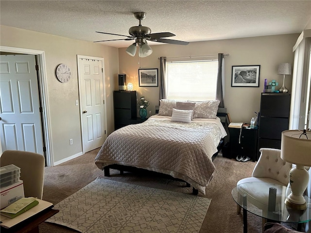 734 La Costa St, Minneola, FL 34715 - carpeted bedroom with a textured ceiling and a ceiling fan