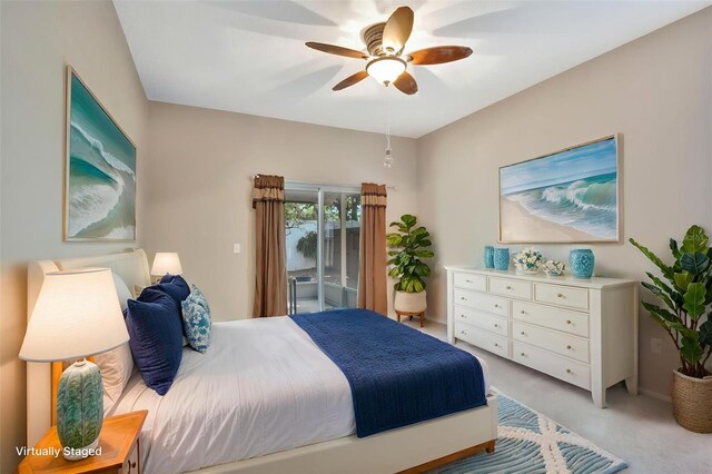 1039 Eagles Forrest Dr, Apopka, FL 32712 - bedroom with access to exterior, light carpet, and ceiling fan