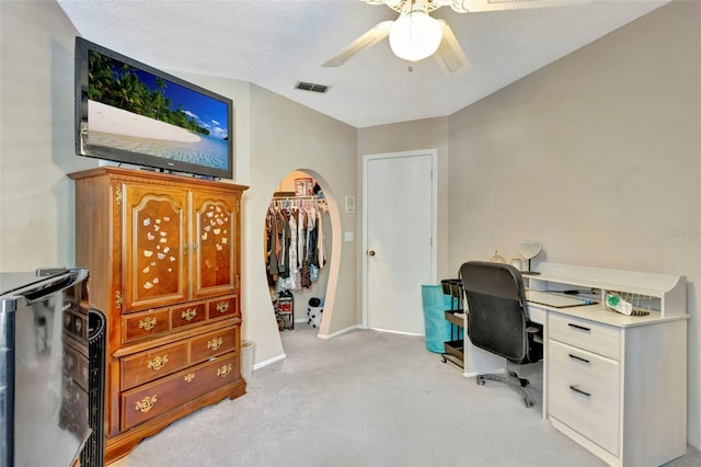 1039 Eagles Forrest Dr, Apopka, FL 32712 - office area with a ceiling fan and light carpet
