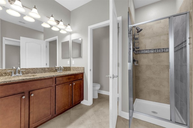 8970 Azalea Sands Ln Unit 2302, Davenport, FL 33896 - full bathroom featuring a shower stall, double vanity, and tile patterned flooring