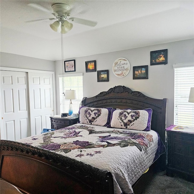 4471 Treasure Cay Rd, Tavares, FL 32778 - bedroom featuring a closet, carpet floors, and a ceiling fan