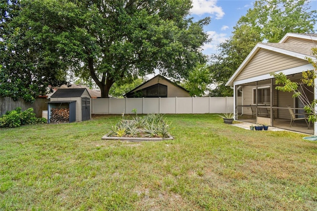 145 Lakeside Cir, Sanford, FL 32773 - fenced backyard featuring a shed