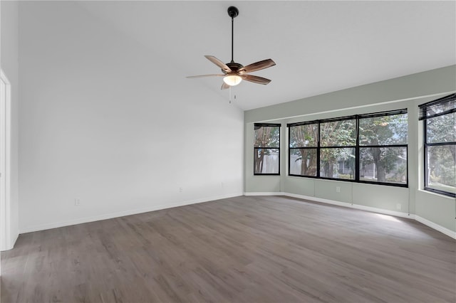 762 Lake Como Dr, Lake Mary, FL 32746 - unfurnished room with a ceiling fan, wood finished floors, and lofted ceiling