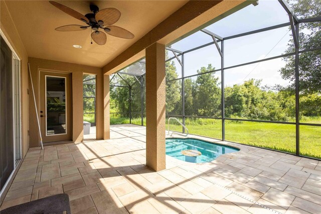 922 Suffolk Pl, Davenport, FL 33896 - view of patio featuring glass enclosure, a ceiling fan, and an outdoor pool