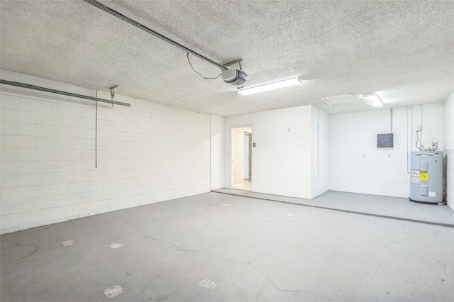 2002 Culpepper Dr, Brandon, FL 33511 - garage with water heater, a garage door opener, concrete block wall, and electric panel