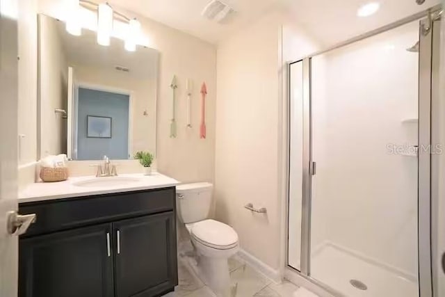 4973 Windermere Ave, Kissimmee, FL 34746 - full bath with vanity, a shower stall, and marble finish floors