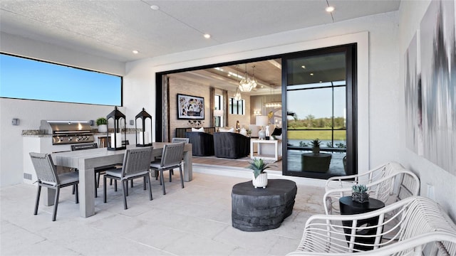 14375 Hammock Oak St, Parrish, FL 34219 - tiled dining room with a chandelier and recessed lighting