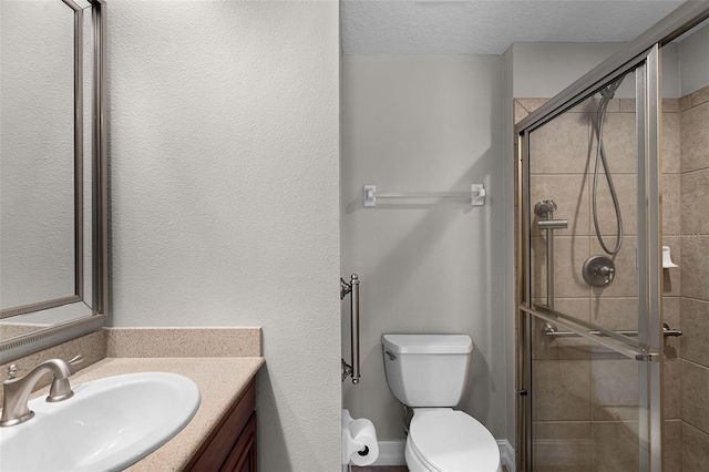 4244 Messina Dr, Lake Mary, FL 32746 - bathroom featuring a stall shower, vanity, and a textured ceiling