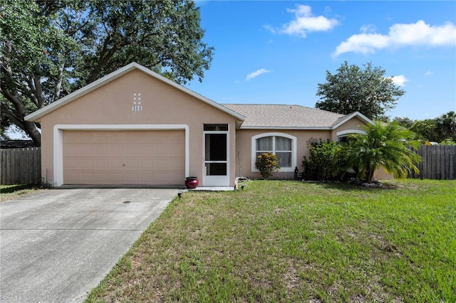 144 Fort Smith Blvd, Deltona, FL 32738 - ranch-style house featuring stucco siding, a garage, driveway, and roof with shingles