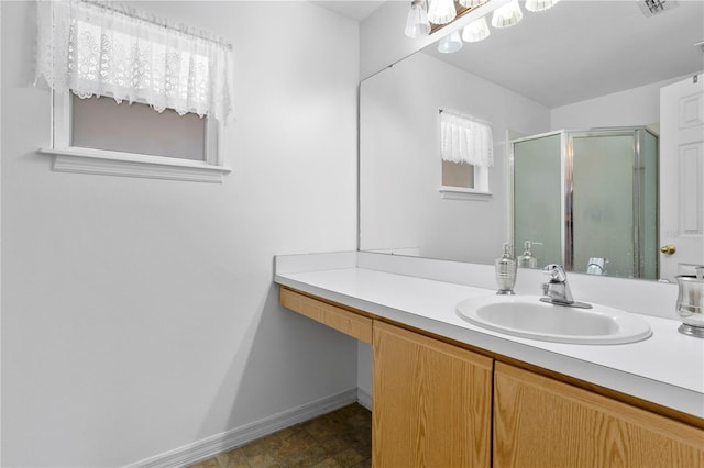 144 Fort Smith Blvd, Deltona, FL 32738 - bathroom featuring a shower stall and vanity