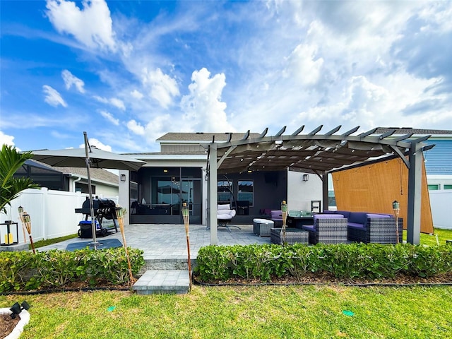 13993 Title Way, Winter Garden, FL 34787 - rear view of property featuring an outdoor living space, a pergola, and a patio