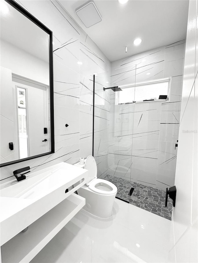 9 Edison Ln, Palm Coast, FL 32164 - bathroom featuring a stall shower, vanity, and recessed lighting