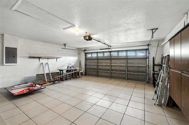 22 Bradford Ct, Kissimmee, FL 34758 - garage with electric panel, a garage door opener, and concrete block wall