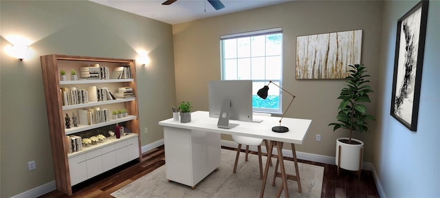 5595 Schefflera, Grant, FL 32949 - office featuring a ceiling fan and wood finished floors