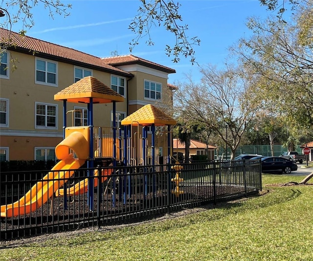 view of community jungle gym