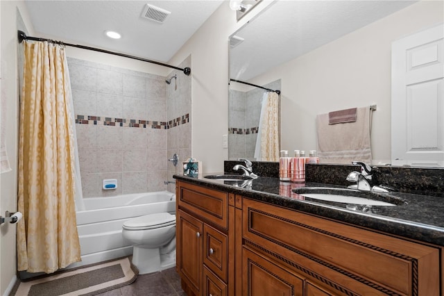 2613 Breezy Meadow Rd, Apopka, FL 32712 - full bathroom with shower / bath combination with curtain, double vanity, and tile patterned floors
