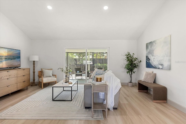 1030 Huntington Ct, Longwood, FL 32750 - living room featuring light wood finished floors, recessed lighting, and vaulted ceiling