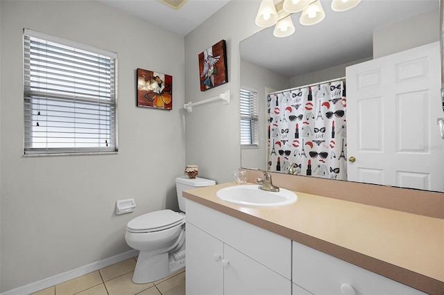 527 Durango Loop St, Davenport, FL 33897 - bathroom featuring tile patterned flooring, vanity, a chandelier, and a shower with shower curtain