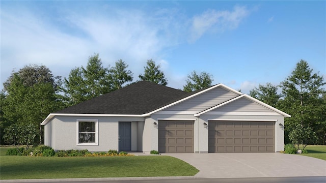 2084 Forage Dr, Kissimmee, FL 34746 - view of front of property featuring an attached garage, concrete driveway, a front lawn, and roof with shingles
