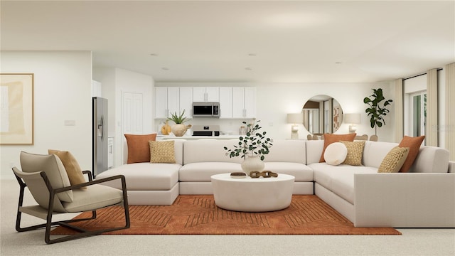 2084 Forage Dr, Kissimmee, FL 34746 - living area featuring arched walkways and carpet floors