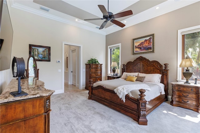 14315 80th Ave, Sebastian, FL 32958 - bedroom with recessed lighting, crown molding, and a ceiling fan