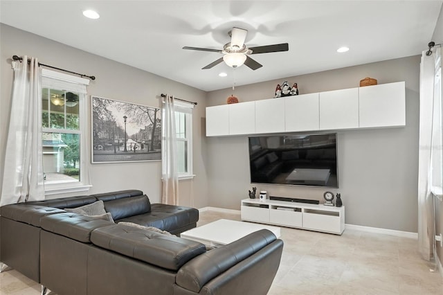 1110 Pine Falls Ln, Ocoee, FL 34761 - living room with ceiling fan and recessed lighting