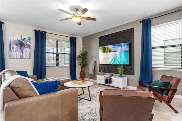 2907 Fable St, Kissimmee, FL 34746 - living area with ceiling fan and baseboards