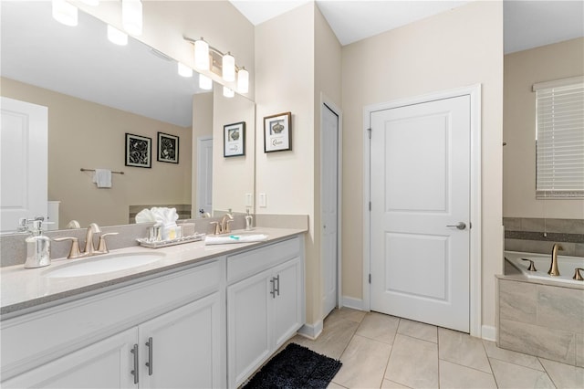 2907 Fable St, Kissimmee, FL 34746 - full bath featuring double vanity, a bath, and tile patterned floors