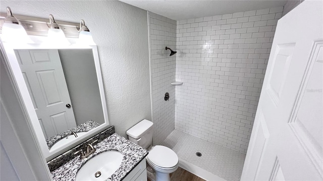 4413 Grass Ave, Sebring, FL 33875 - full bathroom featuring vanity, tiled shower, and a textured wall