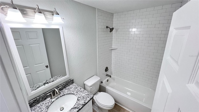 4413 Grass Ave, Sebring, FL 33875 - full bathroom featuring a textured wall, vanity, and shower / washtub combination