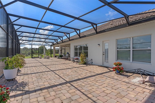 3774 Eagle Isle Cir, Kissimmee, FL 34746 - view of patio with a lanai and ceiling fan
