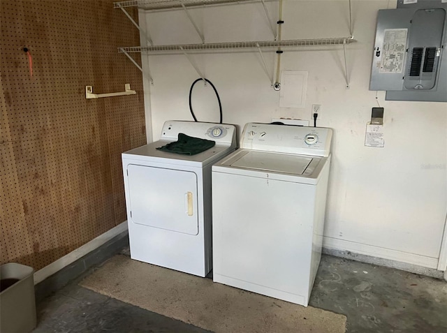 1082 S Fork Cir, Melbourne, FL 32901 - laundry room featuring electric panel and washing machine and clothes dryer
