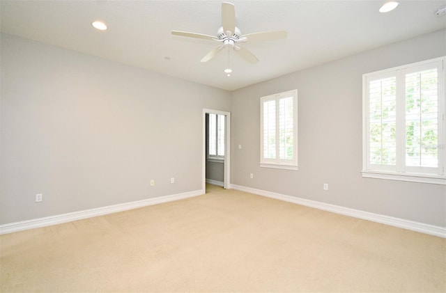 1649 Lake Baldwin Ln, Orlando, FL 32814 - unfurnished room featuring light carpet, ceiling fan, recessed lighting, and a smoke detector