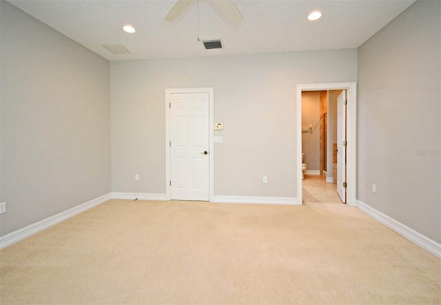 1649 Lake Baldwin Ln, Orlando, FL 32814 - spare room with light colored carpet, recessed lighting, and ceiling fan
