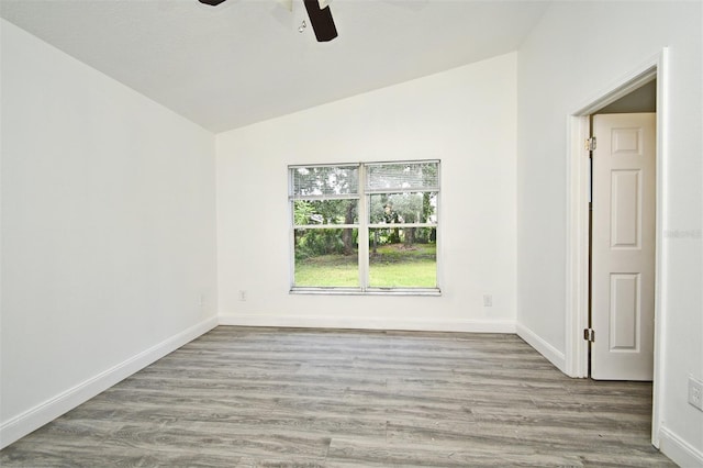 1502 W 16 Th St, Sanford, FL 32771 - empty room featuring vaulted ceiling, ceiling fan, and wood finished floors