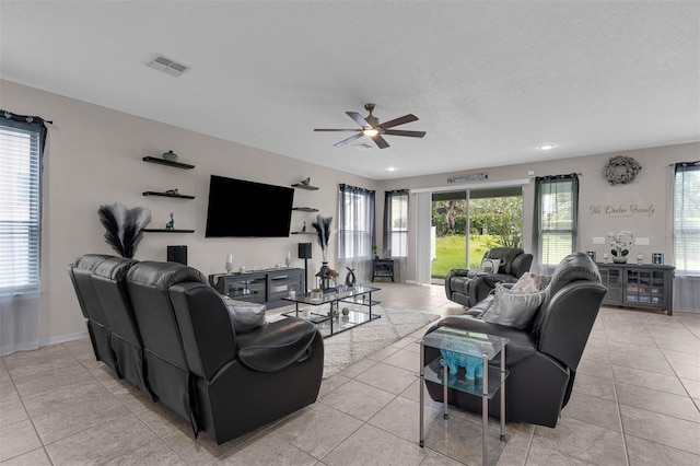 1270 Fountain Coin Loop, Orlando, FL 32828 - living area with a ceiling fan, light tile patterned floors, plenty of natural light, and recessed lighting