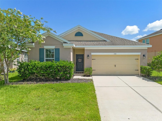 1958 Commander Way, Kissimmee, FL 34746 - ranch-style home featuring concrete driveway, stucco siding, an attached garage, and a front yard