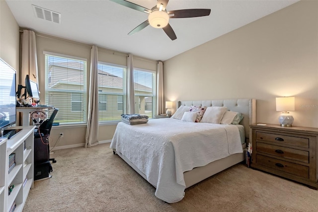 1958 Commander Way, Kissimmee, FL 34746 - bedroom with light colored carpet, an office area, a ceiling fan, and lofted ceiling